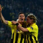 Robert Lewandowski und Marcel Schmelzer jubeln über Tor gegen Real Madrid.