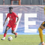 11.01.2025, Fussball, Saison 2024/2025, 3. Liga, Trainingslager Rot Weiss Essen in Lara/T¸rkei, Testspiel SD Dynamo Dresden - Rot Weiss Essen, Joseph Boyamba Rot-Weiss Essen Lara T¸rkei xRHR-FOTO/TRx *** 11 01 2025, Football, Season 2024 2025, 3 Liga, Training camp Rot Weiss Essen in Lara Turkey, Test match SD Dynamo Dresden Rot Weiss Essen, Joseph Boyamba Rot Weiss Essen Lara Turkey xRHR PHOTO TRx Copyright: RHR-FOTOx RHR-FOTO/TR