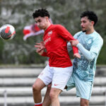 23.03.2025, xpsx, Fussball U19 A-Jugend Bundesliga, Kickers Offenbach - 1.FC Kaiserslautern v.l. Sami Bouzarzar OFC, Mert Baser Kaiserslautern Offenbach Hessen Deutschland DEU *** 23 03 2025, xpsx, Soccer U19 A Youth Bundesliga, Kickers Offenbach 1 FC Kaiserslautern v l Sami Bouzarzar OFC , Mert Baser Kaiserslautern Offenbach Hessen Germany DEU